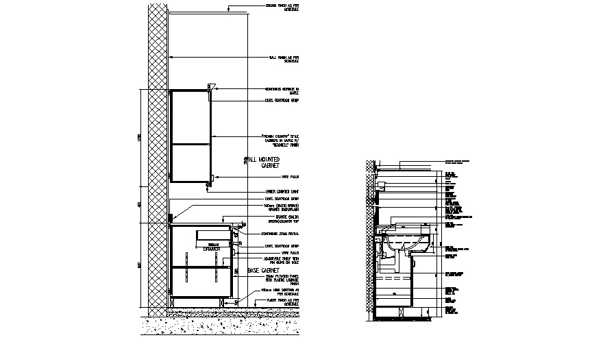 Wall Mounted washbasin With Cabinet DWG File