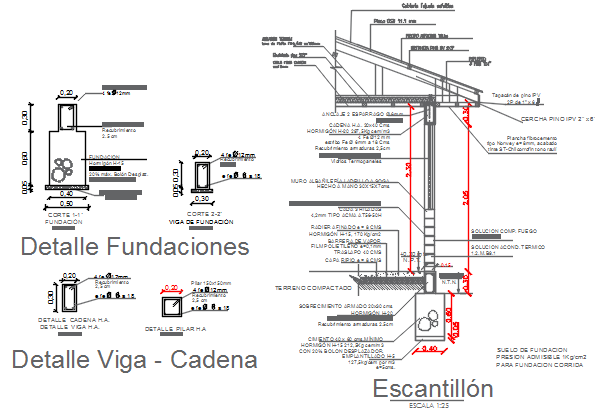Wall elevation and section working plan detail dwg file