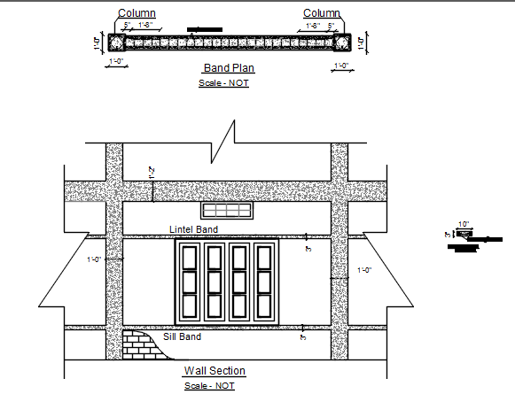 Wall elevation view of house detail dwg file