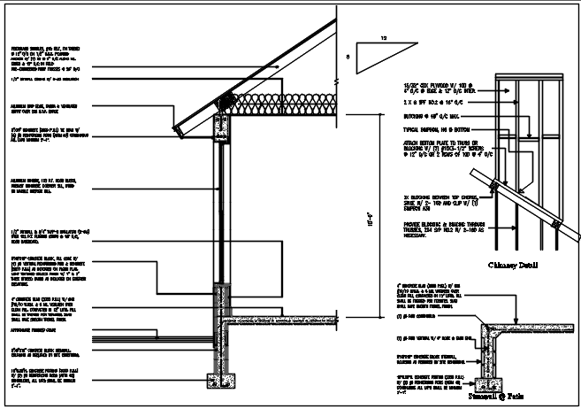 Wall section, foundation detail, wall detail with foundation details and floor divided naming all of the material, with dimension details, etc. 