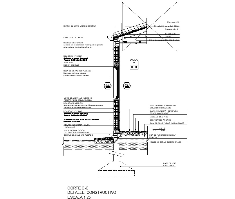 Wall section detail dwg file
