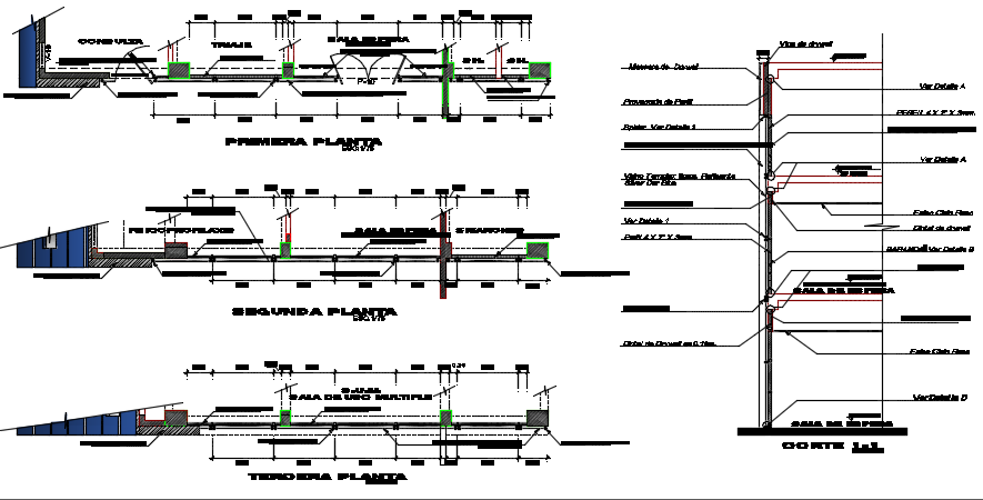 Wall section detail dwg file