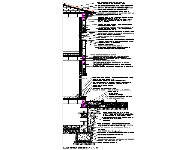 Wall section plan detail dwg file