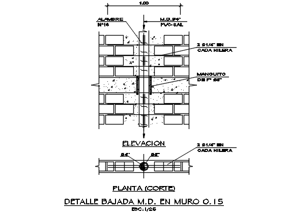 Wall section plan detail dwg file