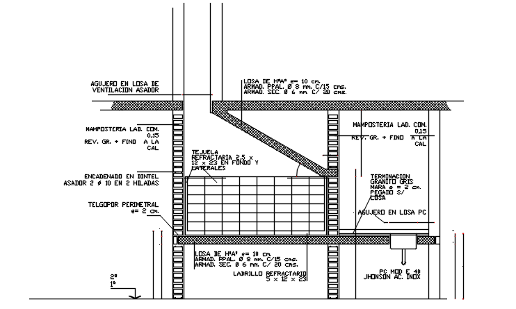 Wall section view detail dwg file
