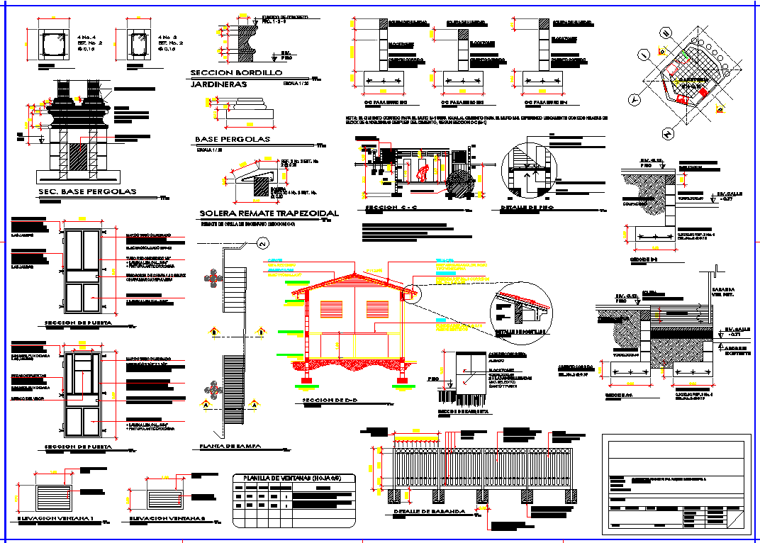 Wall section view of house detail dwg file