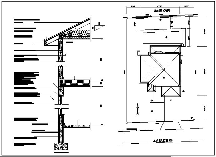 Wall section view of house detail dwg file