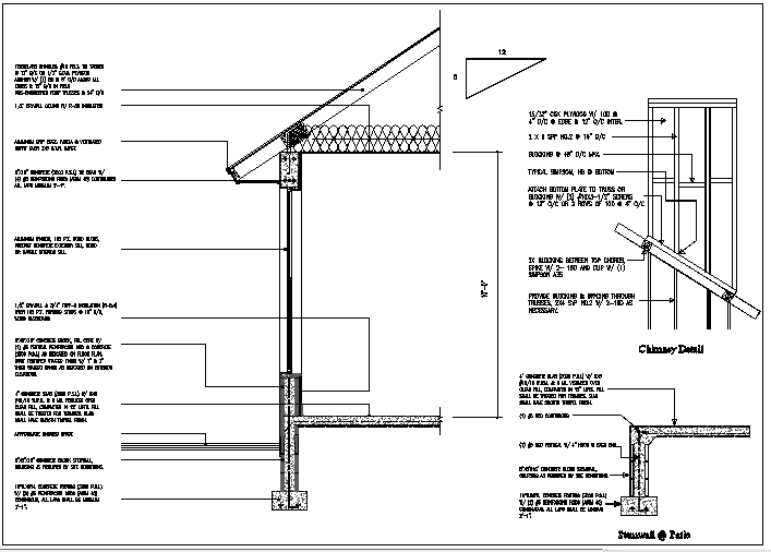 Wall section view of house detail dwg file