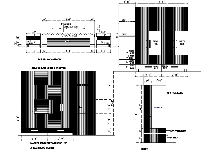 Wardrobe details dwg file