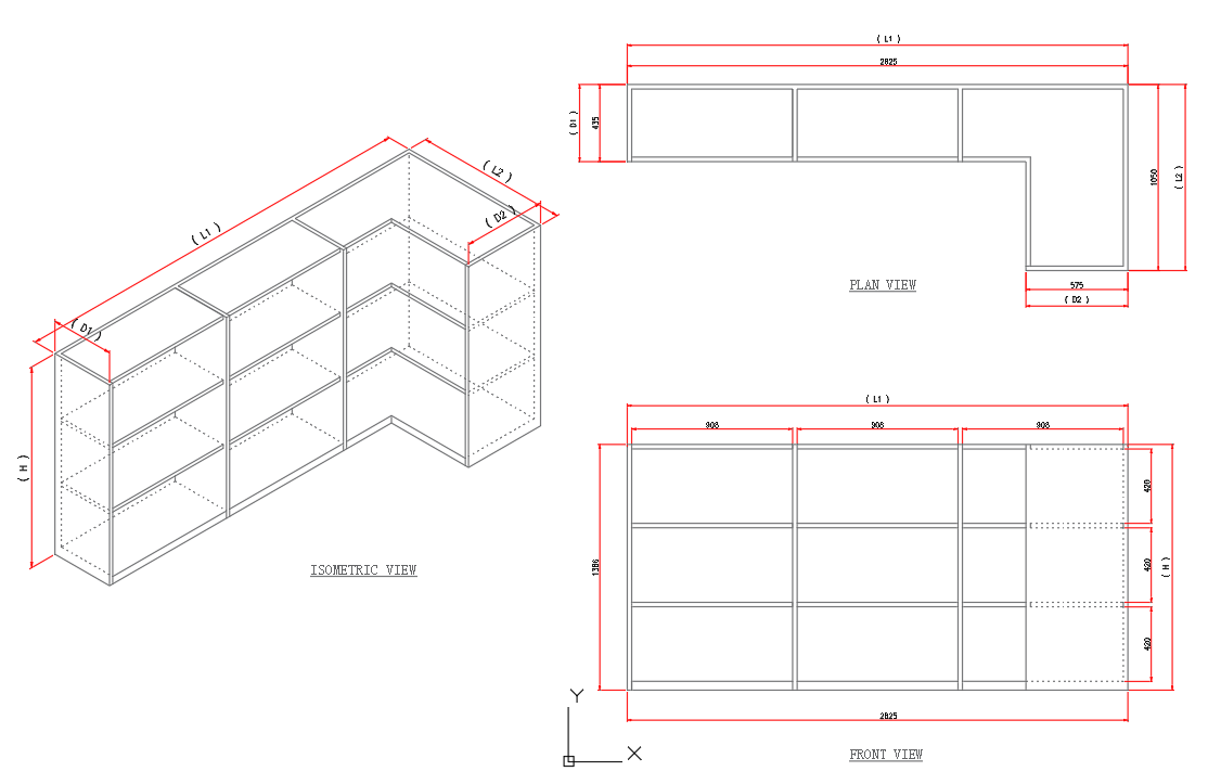  Wardrobe Isometric in Elevation with layout Cad drawing DWG File