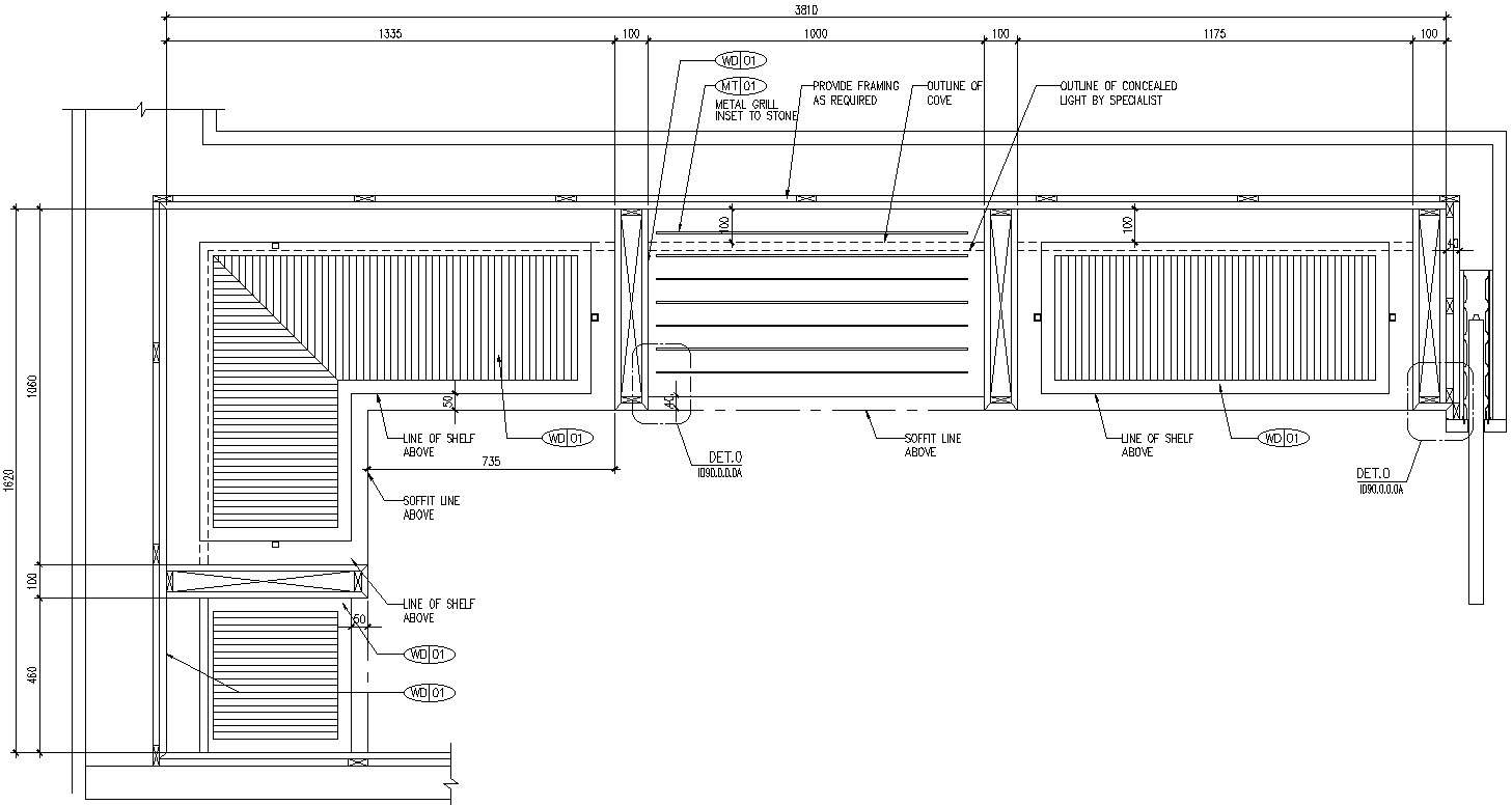 Wardrobe Section plan with details is AutoCAD 2d drawings.