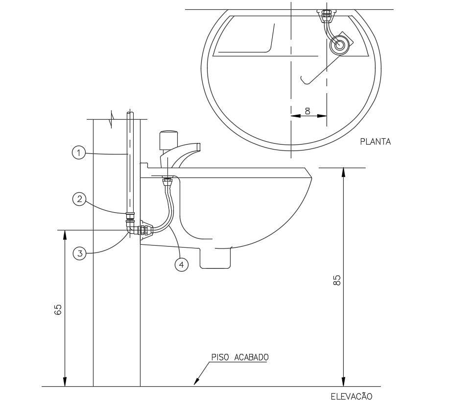 Wash Basin CAD Drawing