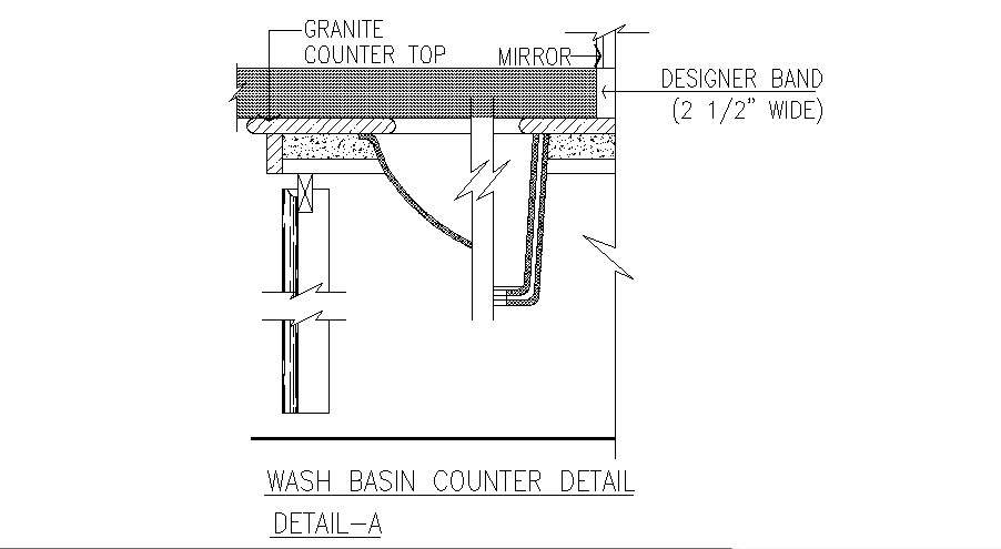 Wash basin counter cad structure details dwg file