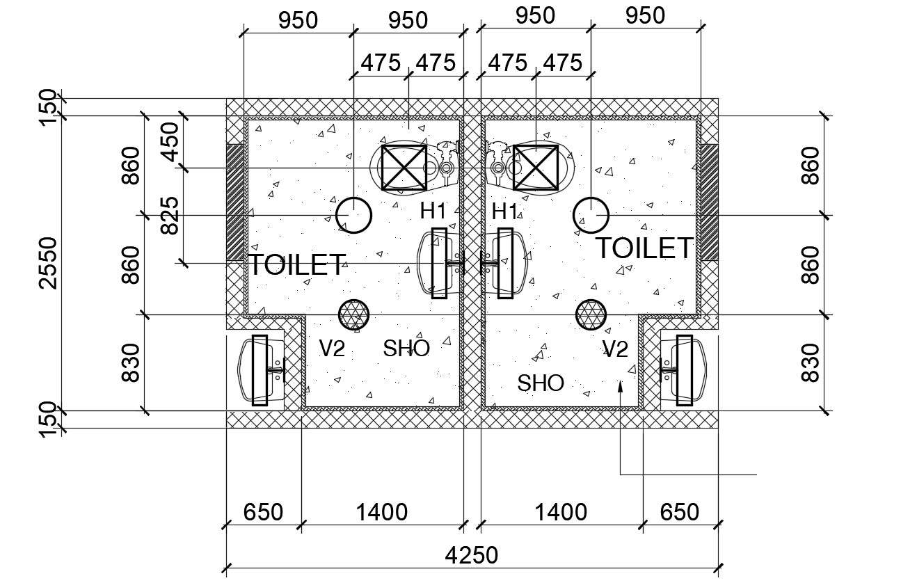 Washroom Design Layout Plan Download CAD File 