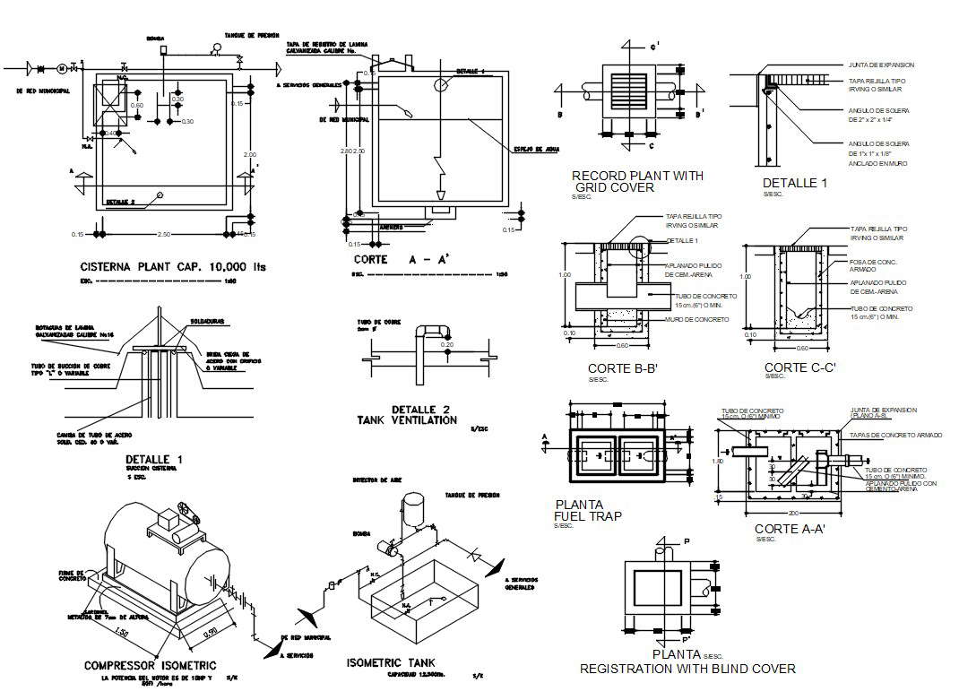 Water Grid Cover Plan Free DWG