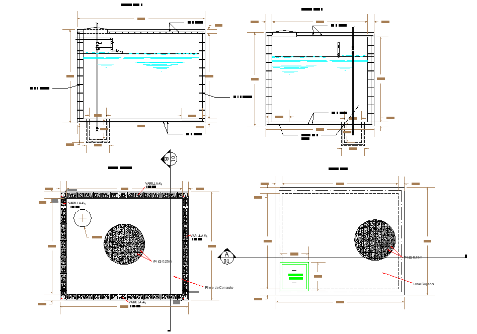 Water cistern plan and section layout file