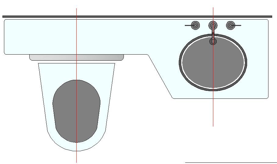 Water closet and wash basin plan