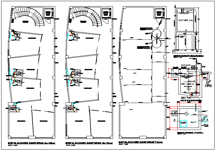 Water connection detail view dwg file