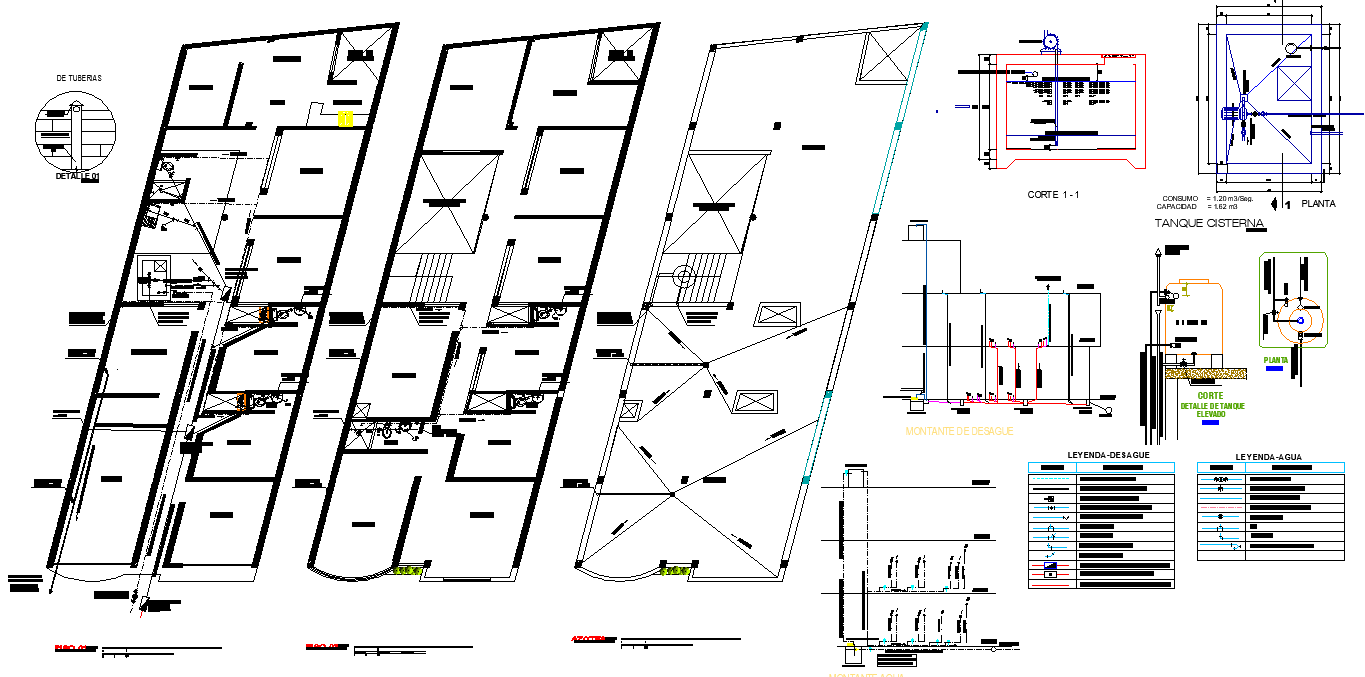 Water pipe house plan detail dwg file