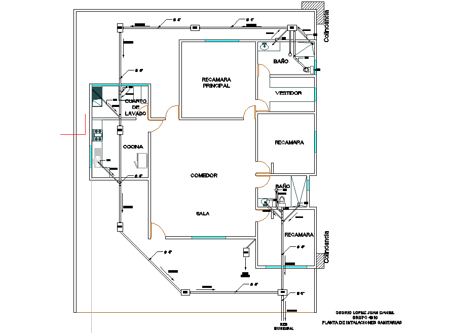 Water pipe house plan layout file