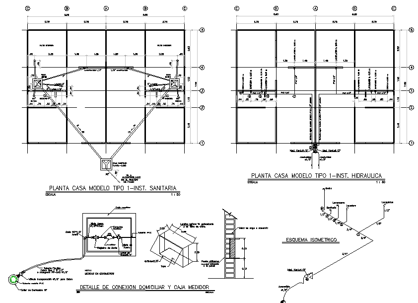 Water pipe line house plan detail autocad file