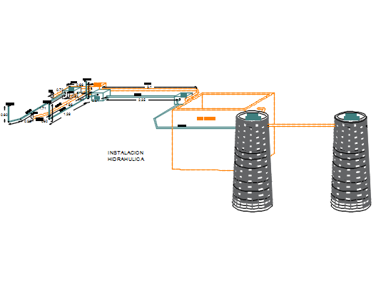 Water pipe motor 3 D elevation detail dwg file