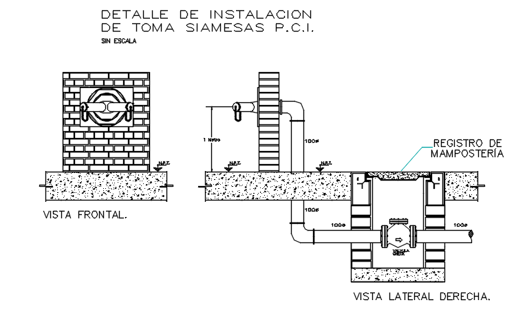 Water plumbing motor detail dwg file