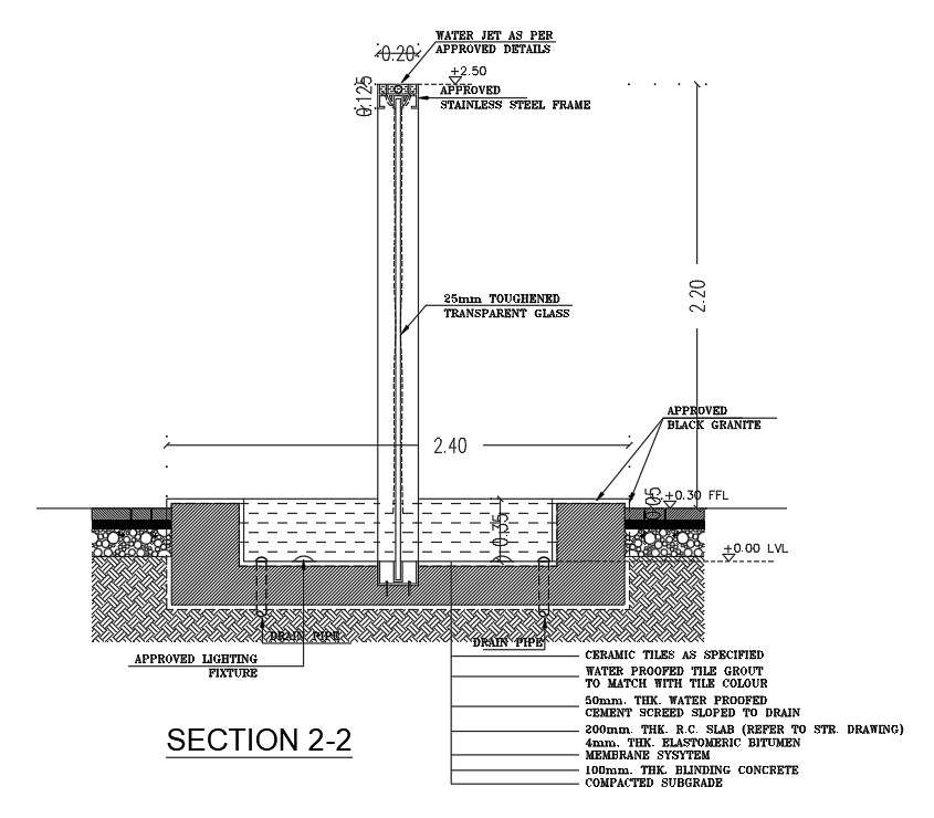 Water Fall Wall AutoCAD Drawing Free Download DWG File
