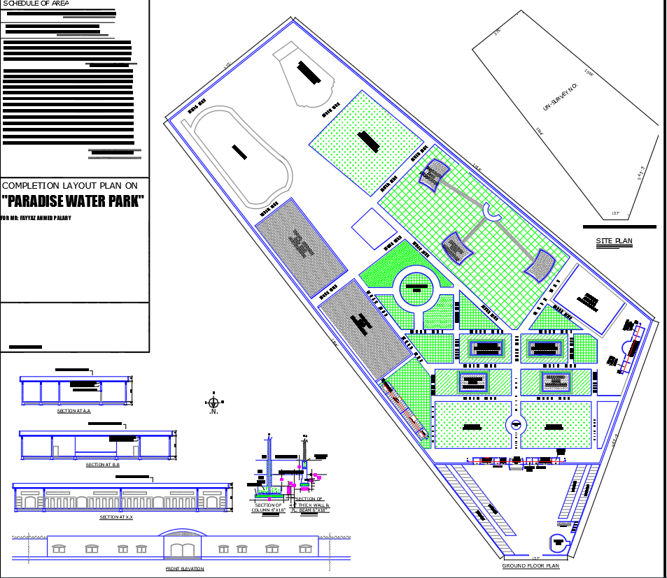 Water Park Layout Plan DWG with Full Site Details