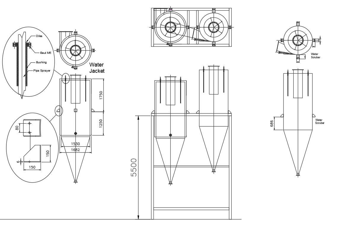 Water jacket design in AutoCAD 2D drawing, dwg file, CAD file
