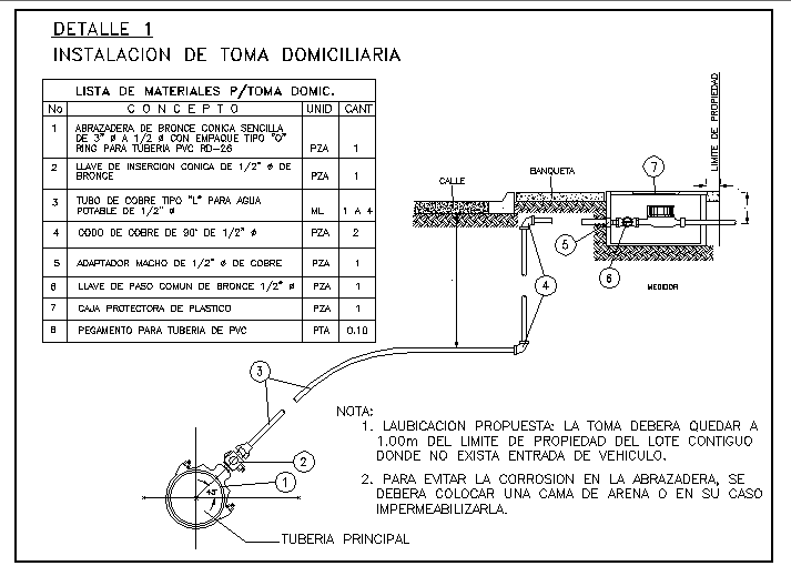 Wet tap water main detail in DWG file