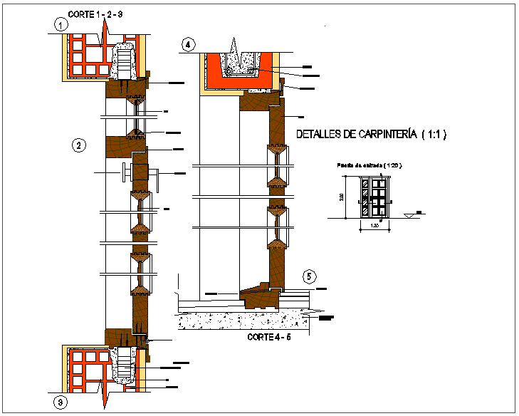 Window and door view with sectional detail