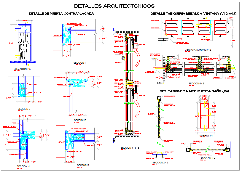Window sectional detail with door 