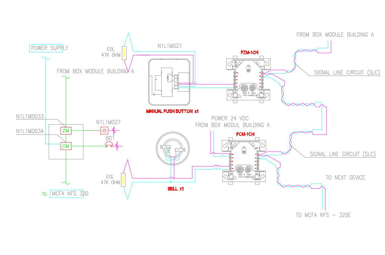 Wiring Diagram Fire Alarm System For Guard House Detail, autocad dwg files