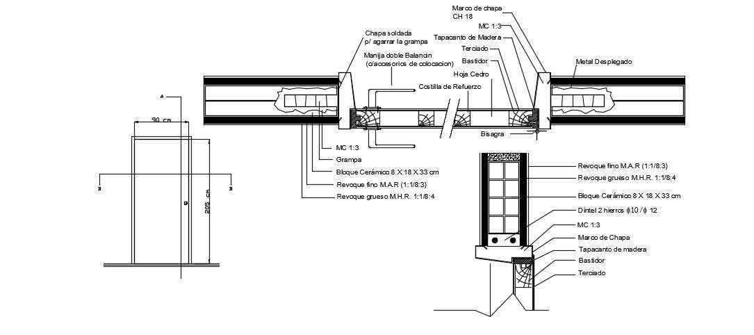 Wood Door Frame Detail In DWG File