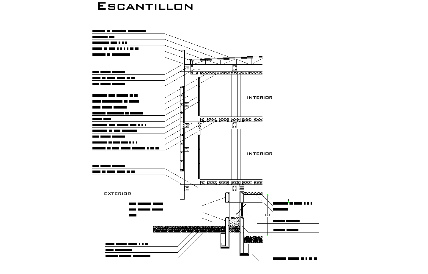 Wood facade section plan detail dwg.
