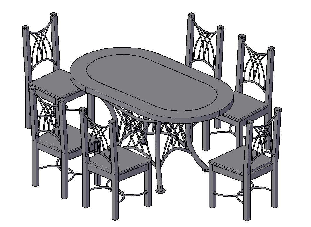 Wooden Table 3D In DWG File