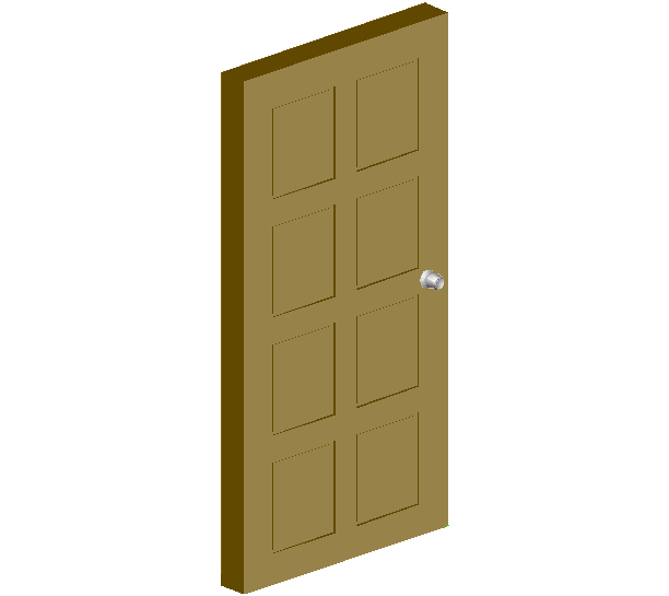 Wooden door design 3d view with square shaped design