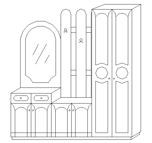 Wooden dressing table details dwg file