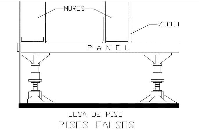 Wooden false floors detail dwg file