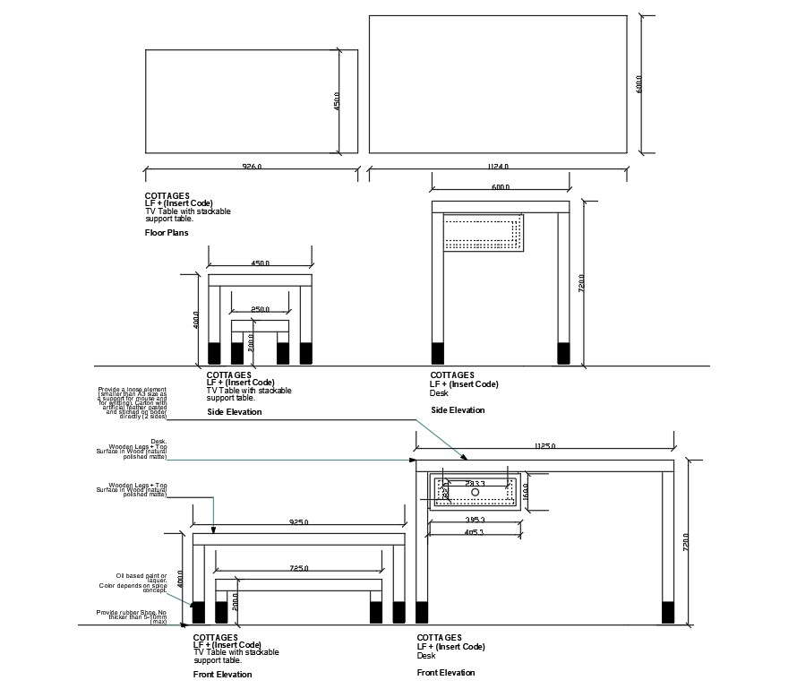 Wooden Table DWG File for Interior Design CAD Drawing