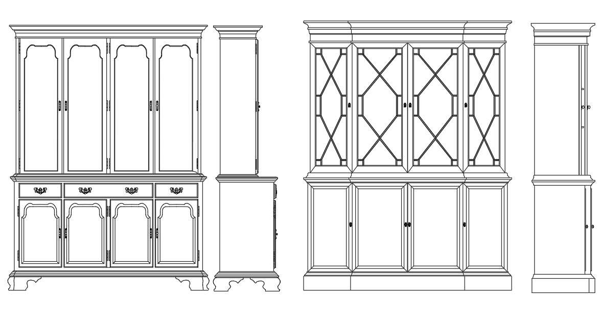 Free Wooden Cupboard Elevation CAD Blocks in DWG Format