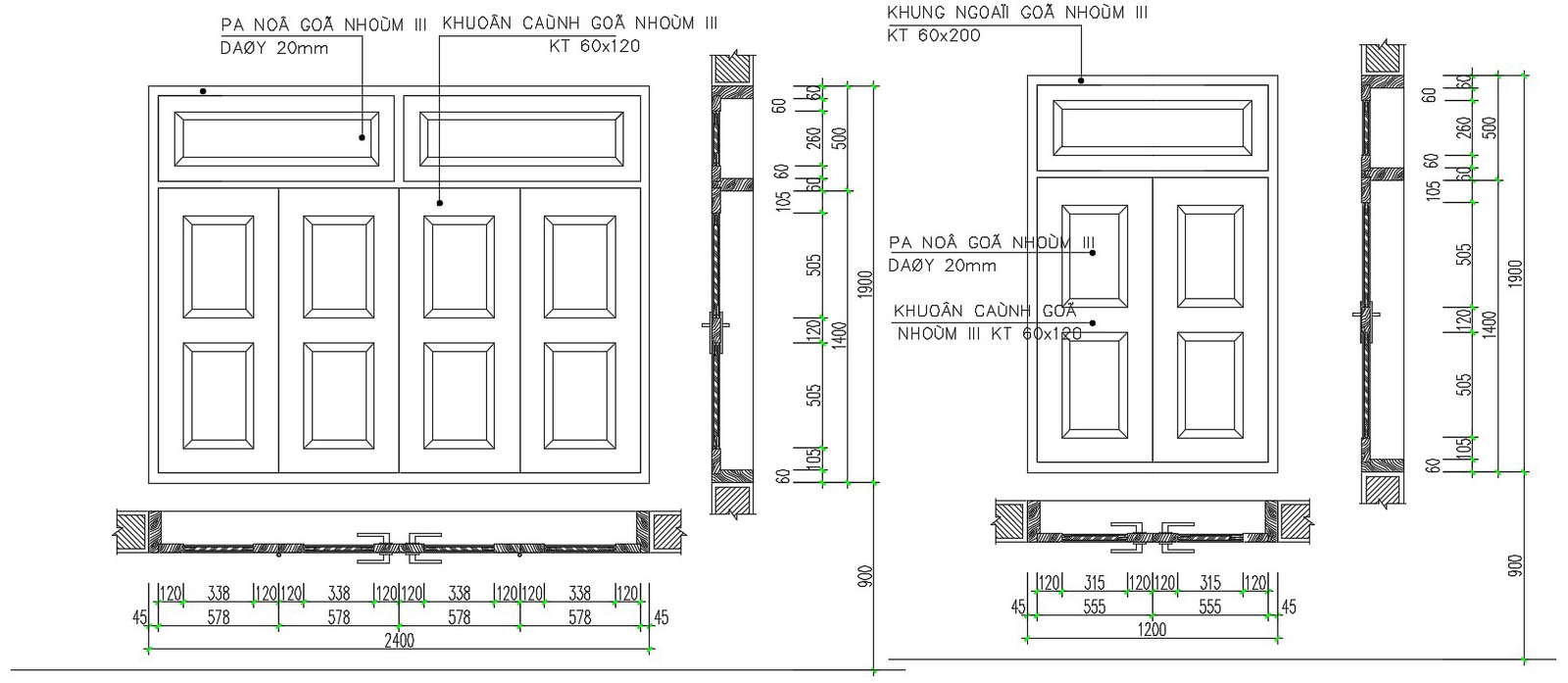 Wooden Door Front Elevation AutoCAD Drawing Free Download DWG File