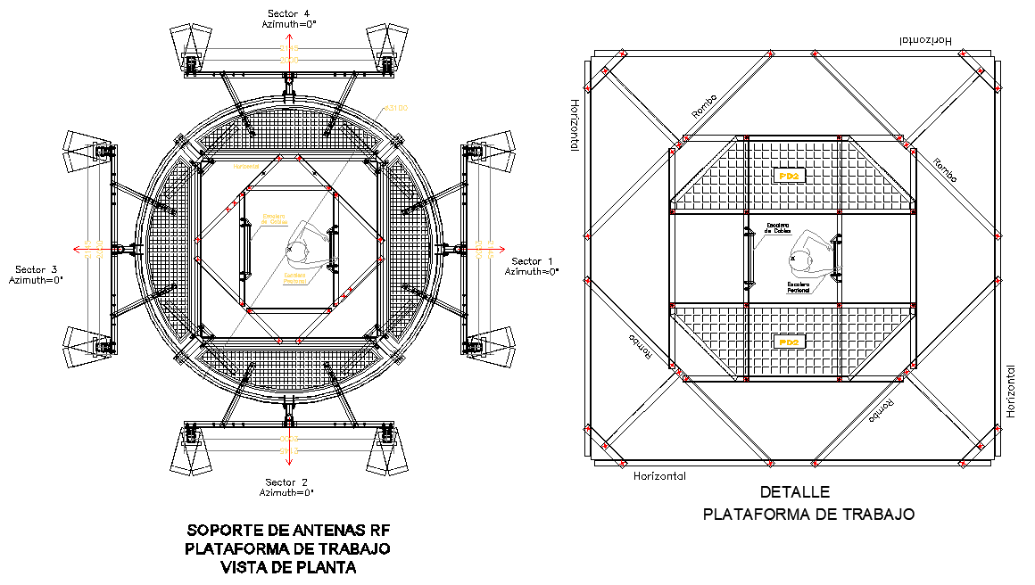 Work platform plan and section dwg file