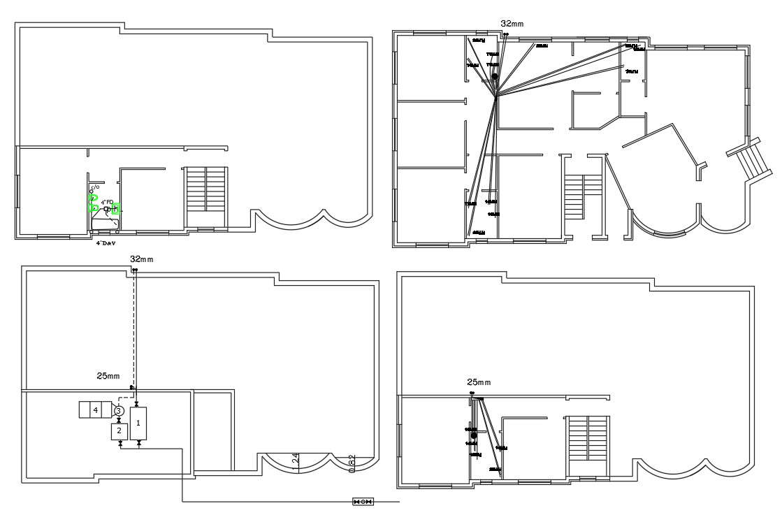 House Plumbing Floor Plan DWG File