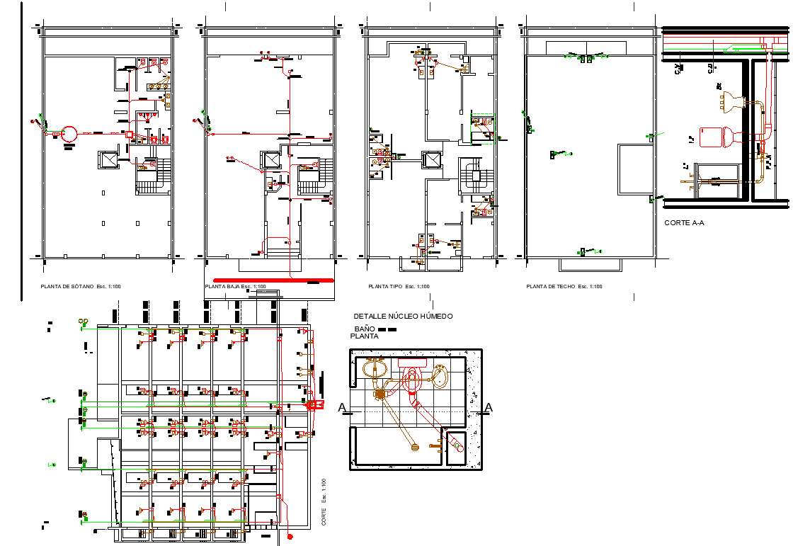 Working commercial plan detail dwg file