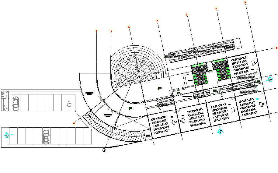 Working drawing of school with detail.