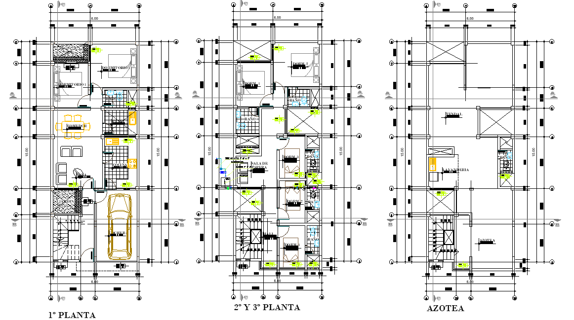 Working living place plan autocad file