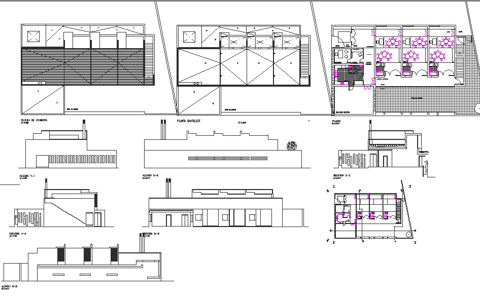 Working plan and elevation detail dwg file