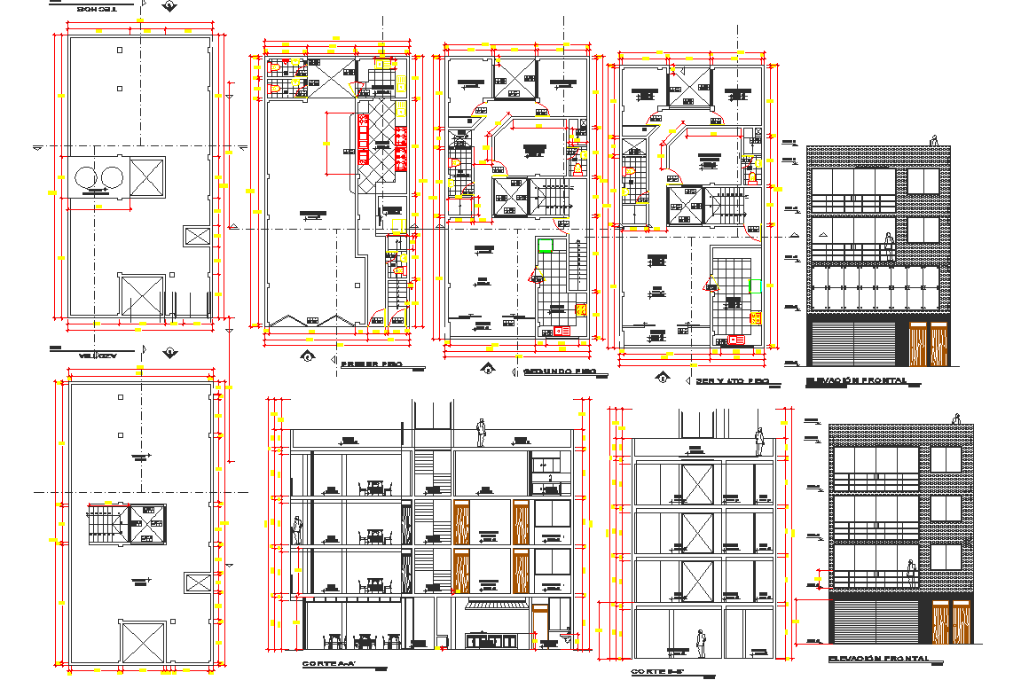 Working plan and elevation detail dwg file